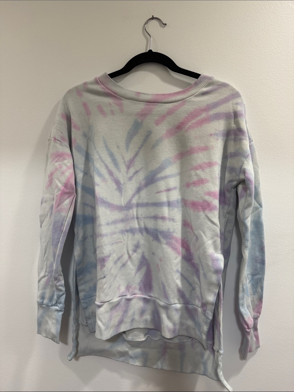 Pastel Tie-Dye Pullover Sweatshirt - Pink & Lavender